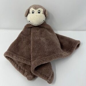 Lovey Security Blanket Baby Brown Monkey Embroider Buddy Soft Plush 16x16 Wide